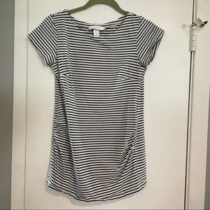 Striped boat neck maternity shirt